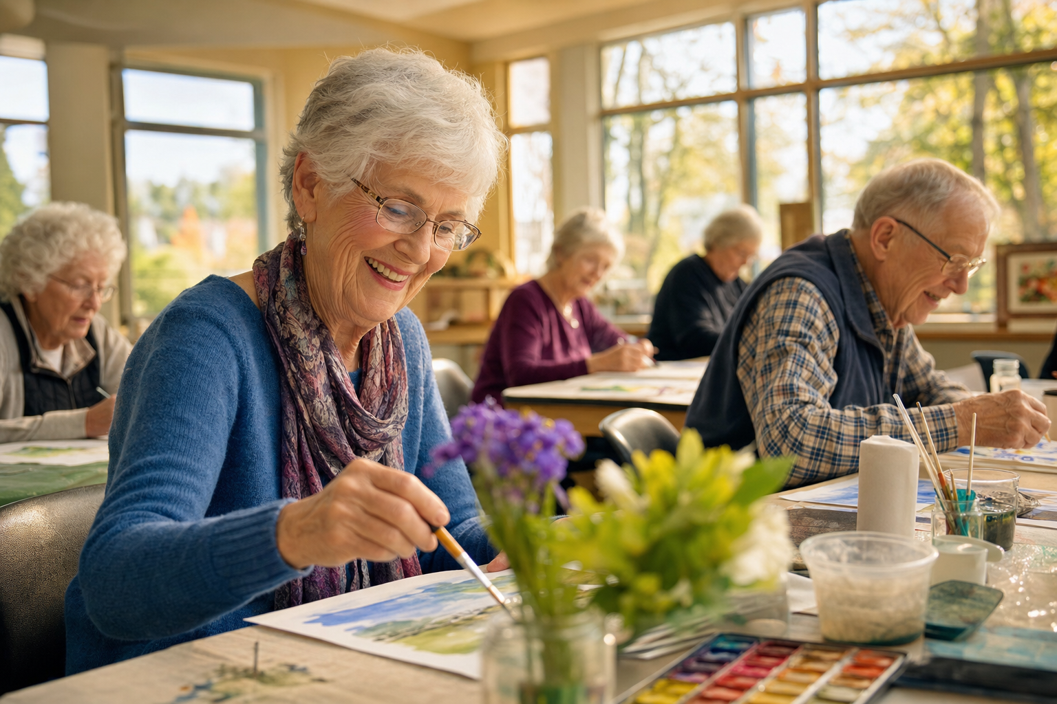 Watercolor painting class for seniors